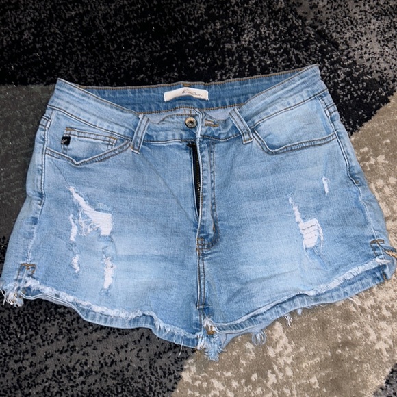 KanCan Distressed High Rise Jean Shorts - Picture 1 of 5